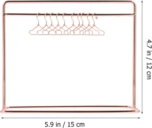 Vista 5 de Toddmomy Perchero de ropa para muñecas con 10 perchas de metal dorado rosa en miniatura para ropa de muñecas de 11.5 pulgadas, accesorios de ropa