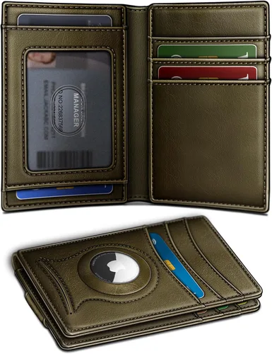 Vista 30 de BULLIANT Billetera Airtag para hombre, delgada con clip para dinero, cierre magnético, 12 tarjetas en el bolsillo frontal, bloqueo RFID