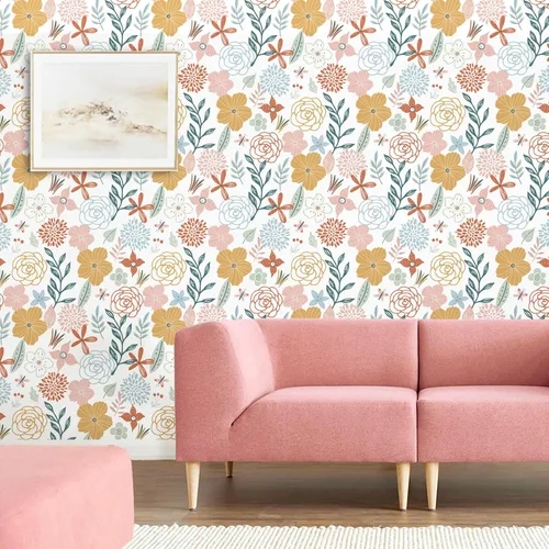 Vista 8 de WENMER Papel tapiz floral para despegar y pegar de 17.71 x 118 pulgadas, papel tapiz floral bohemio, papel de contacto floral rosa, autoadhesivo