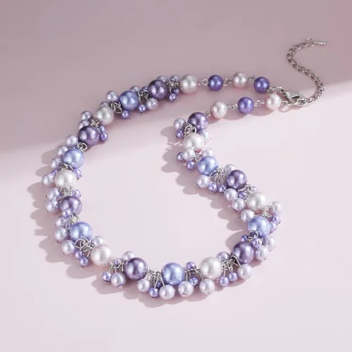 Vista 4 de Collar de perlas con cuentas, elegante gargantilla de perlas para mujer, joyería de moda, regalo de cumpleaños para mamá