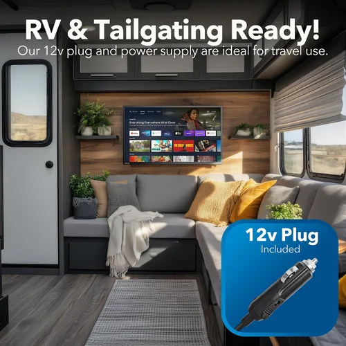 Vista 2 de continuus Smart TV RV de 24 pulgadas y 12 V – Android TV con Google Assistant, Chromecast y aplicaciones de transmisión gratuitas – 720p HD