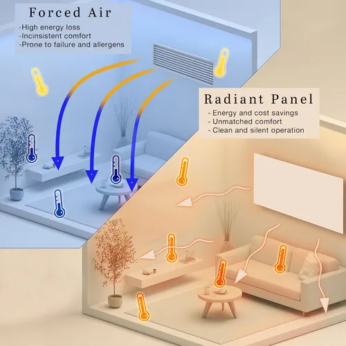 Vista 7 de Calentador infrarrojo montado en la pared de 12 x 35 pulgadas, calentadores eléctricos de ahorro de energía para uso en interiores de hasta 42 pies