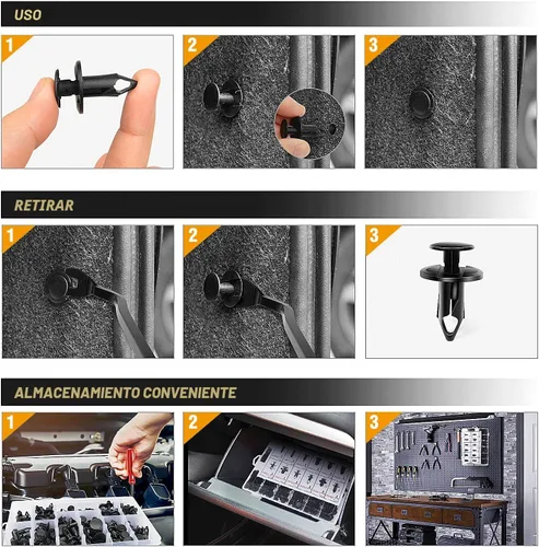 Vista 4 de GOOACC - Kit de 240 clips de retención a presión para automóvil, remaches de plástico y sujetadores, clips para guardabarros, paneles y tapicería