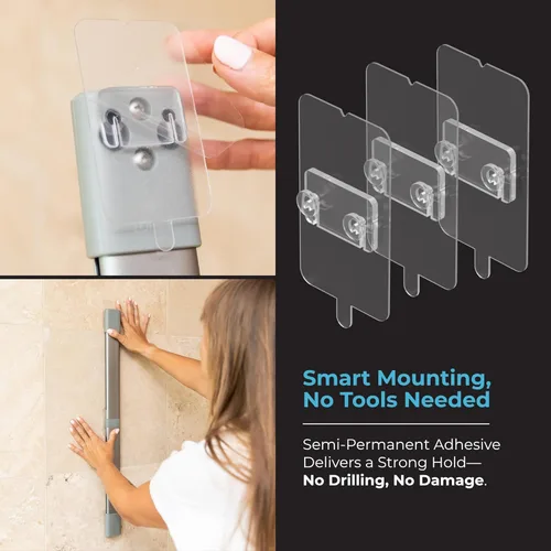 Vista 8 de ShowerSMART Organizador de ducha higiénico resistente a la corrosión, organizador de baño colgante con estantes ajustables, bandejas fáciles