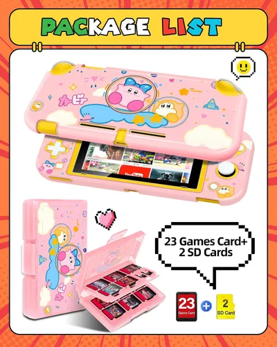 Vista 3 de Funda para Nintendo Switch Lite y funda para tarjetas de juego con soporte para 24