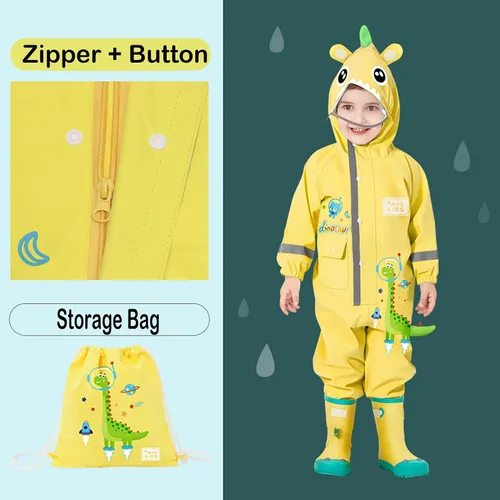 Vista 4 de Traje impermeable de una pieza para niños y niñas Fewlby, para lluvia, talla S-XL, 1-6 años