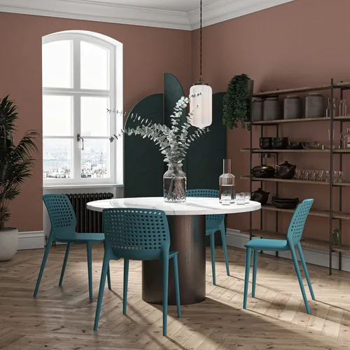 Vista 17 de LESHI Silla de comedor moderna apilable de plástico con respaldo sin brazos para comedor, sala de estar, jardín, patio, balcón, escritorio