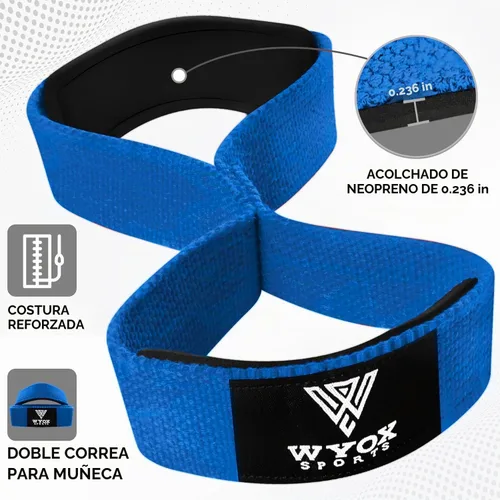 Vista 2 de WYOX Figure 8 Lifting Wrist Straps for Weightlifting – Heavy Duty Padded Neoprene Wrist Support, Powerlifting & Strength Training Lift Straps for