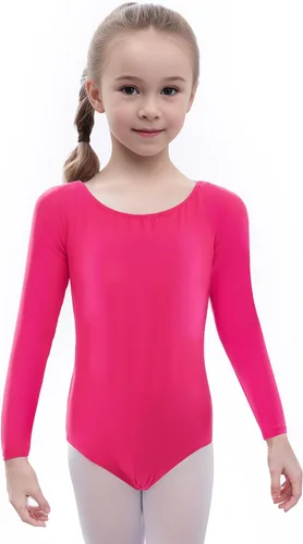 Vista 2 de WEGETIT Leotardos de gimnasia de manga larga para niñas, leotardo de baile para niñas pequeñas