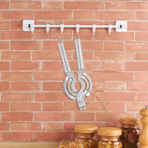 Vista 8 de Abrelatas de acero inoxidable multifuncional, abridor de latas manual removedor de tapa de tarro de botella ajustable, práctico tornillo de lata
