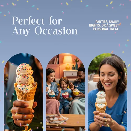 Vista 7 de Triple Scoop - Pastel de cumpleaños prémium (2) mezcla de helado para hacer helados. Simple, fácil, delicioso. De mezcla gourmet a máquina en 5