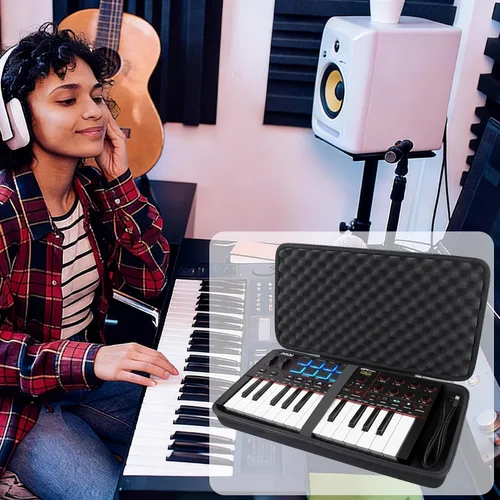 Vista 9 de khanka Funda de viaje para Akai Professional MPK Mini IV MIDI Controlador/MPK Mini MK3 USB-C MIDI Controlador/Donner DMK-25 PRO MIDI Controlador