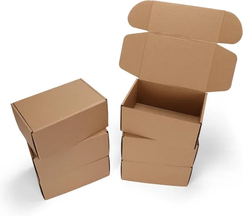 Vista 9 de Cajas de envío pequeñas de 9 x 6 x 2 pulgadas, juego de 6 cajas de Marrón