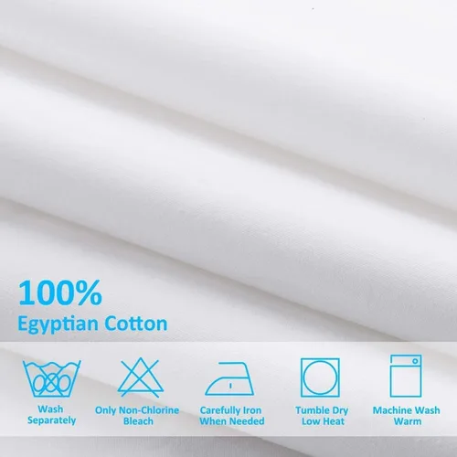 Vista 4 de Juego de ropa de cama de algodón, 4 piezas, totalmente elástico, sábana encimera y 2 fundas de almohada con bolsillo profundo de 14 pulgadas, 600