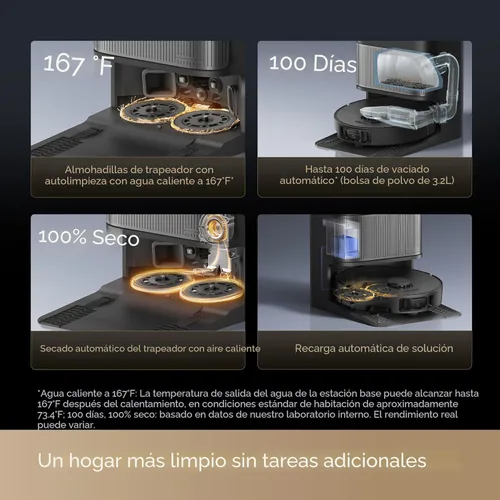 Vista 5 de DREAME L40s Ultra Robot Aspiradora y Fregona, Auto-Vaciado, Auto-Limpieza de la Fregona, Succión de 1,900 Pa, DuoBrush 100% Anti-enredos, Fregonas