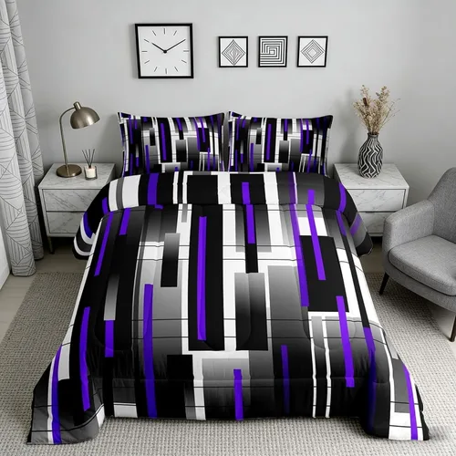 Vista 69 de Castle Fairy Juego de edredón con estampado azteca occidental, juego de ropa de cama geométrica a rayas marrones para niños y adolescentes