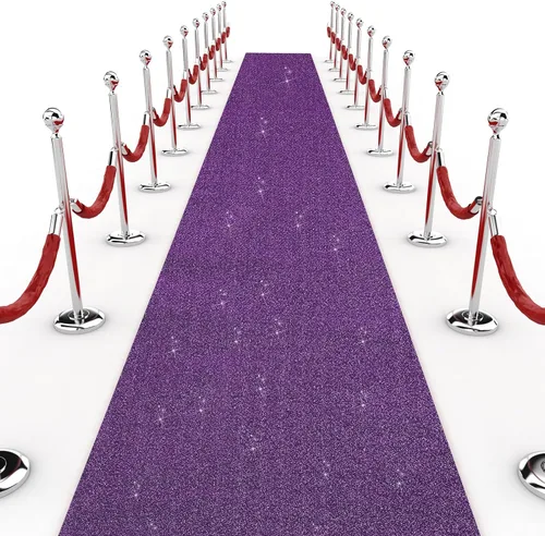Vista 11 de Shihanee Alfombra de pasillo de lentejuelas para boda, alfombra con purpurina con cinta de alfombra, brillante, para baile de graduación, Negro