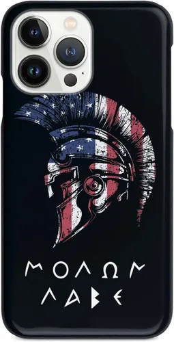 Vista 9 de Inspired Cases - Compatible con iPhone Xs Max - Funda protectora con textura 3D para Apple iPhone Xs Max - Bandera americana - Spartan - Molon Labe