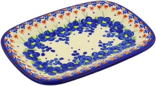 Vista 12 de Auténtico plato de cerámica polaca de 10 pulgadas en diseño amarillo hecho a mano en Bolesławiec Polonia por Ceramika Bona + certificado