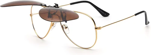 Vista 3 de JM - Gafas de sol polarizadas con clip sin marco estilo aviador para gafas graduadas