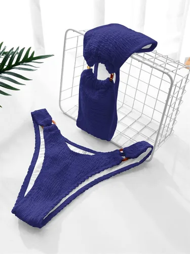 Vista 27 de WDIRARA Conjunto de bikini de 2 piezas sin tirantes para mujer