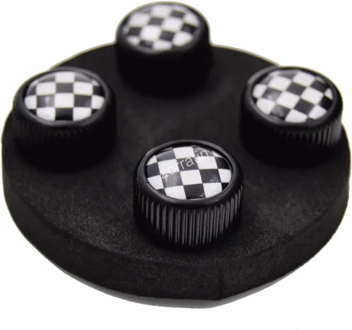 Vista 3 de Zorratin 4X Tapas de Válvula de Neumático con Bandera de Carreras a Cuadros Negros BW para BMW Mini Cooper r50 r53 r56 r56n f55 f56 r55 r52 r57 r58