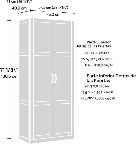 Vista 3 de Sauder Gabinete de almacenamiento alto, negro, 4 estantes ajustables, uso en varias habitaciones