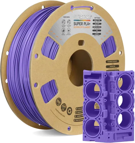 Vista 48 de Overture PLA Plus (PLA+) Filamento de 1/16 pulgadas, dureza mejorada con rollo PLA, con superficie de construcción 3D de 7.87 × 7.87 pulgadas, PLA