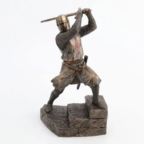 Vista 6 de Veronese Design Battling Templar Knights - Estatua de resina fundida en frío con acabado en bronce