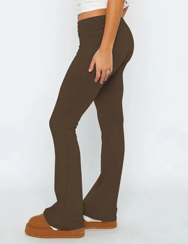 Vista 3 de Luckinbaby Pantalones ajustados acampanados para mujer, leggings plegables, elásticos, corte de bota, pantalones de yoga Y2K