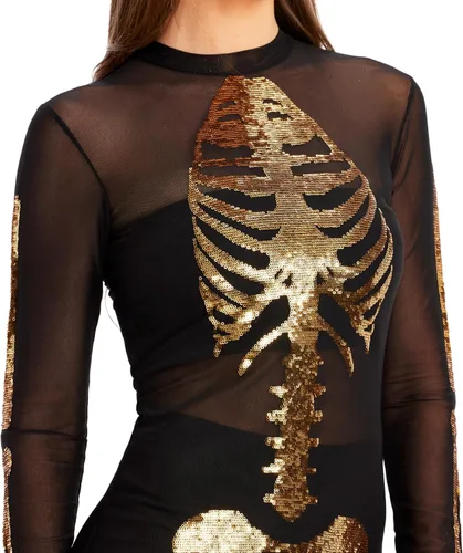Vista 15 de Tipsy Elves Form Fitting & Flattering Skeleton Bodysuit for Halloween - Women's Skeleton Costume