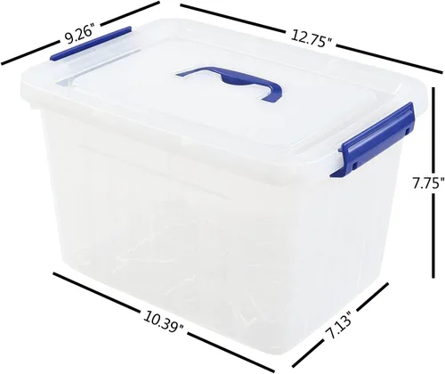 Vista 3 de Anbers Contenedor de plástico transparente de 12 cuartos de galón con tapa, caja de pestillo con asa, juego de 1