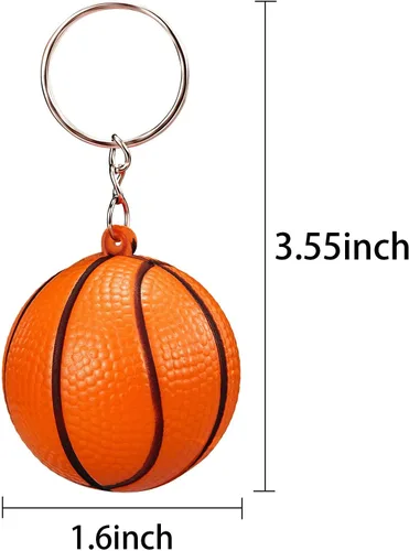 Vista 2 de Blulu Paquete de 20 llaveros de baloncesto a granel, regalos de fiesta de baloncesto naranja, regalos deportivos para bolsas de regalos