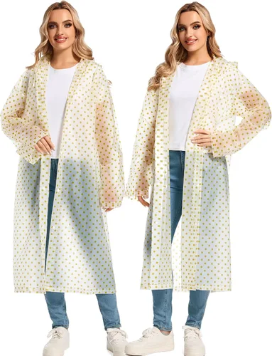 Vista 94 de 2 abrigos de lluvia de Borogo para adultos, chaquetas de lluvia reutilizables para hombres y mujeres