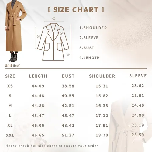 Vista 7 de CHARTOU Abrigo de mezcla de lana regular de doble botonadura con cuello de solapa elegante para mujer