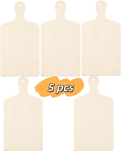 Vista 3 de Paquete de 5 tablas de cortar de madera sin terminar de 11.8 pulgadas de largo x 6.3 pulgadas de ancho, 0.098 in de madera de paleta de queso tabla