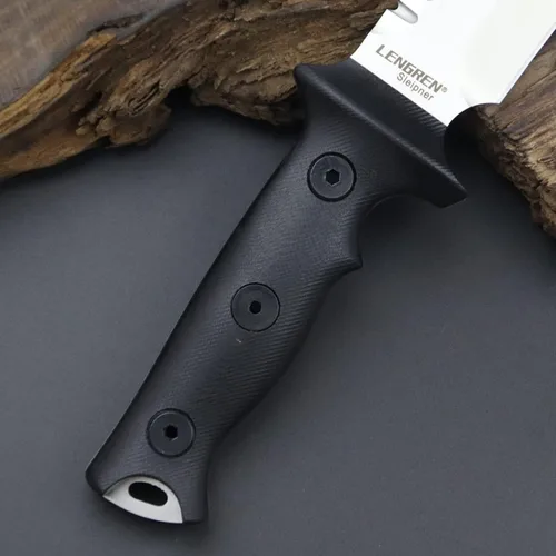 Vista 5 de Hoja fija táctica primitiva de jungla de 11.5 pulgadas, de espiga completa, diente dorsal afilado y cuchillo de supervivencia para campamento, mango