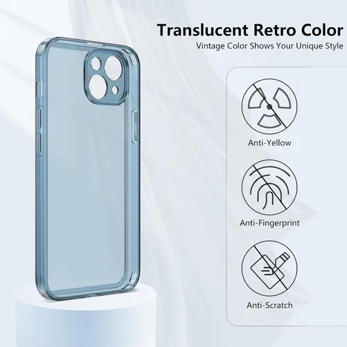 Vista 3 de ZTOFERA Funda para iPhone 14 Plus 6.7 pulgadas, Transparente Suave Silicona Bumper Protector Retro Color Transparente A Prueba de Golpes Caja Del