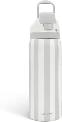 Vista 43 de Botella de agua de acero inoxidable con bandera estadounidense, aislada al vacío, tapa de botón, 32 onzas, regalos para patriota 4 de julio