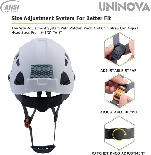 Vista 4 de Cascos de Construcción UNINOVA Casco de seguridad OSHA con suspensión ajustable de 6 puntos