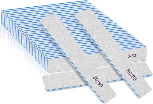 Vista 12 de Limas de uñas rectangulares negras de grano 60/60, 50 piezas de tablero de esmeril profesional de doble cara, herramienta gruesa reutilizable