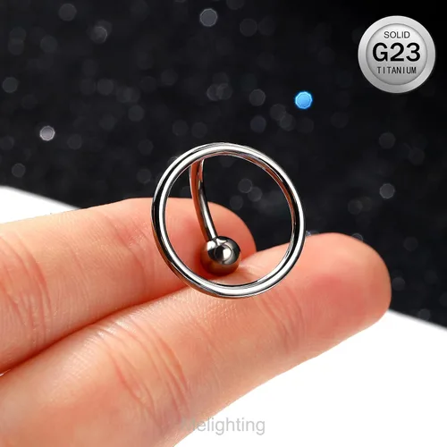 Vista 2 de Melighting Piercing para ombligo de titanio para mujer, 14G, con rosca interna, piercing de titanio G23, piercing para el ombligo, barra