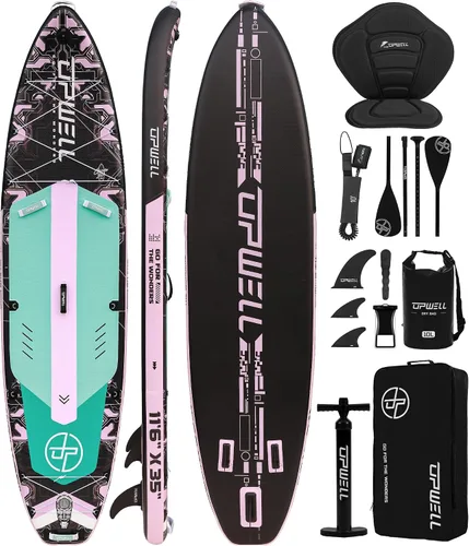 Vista 7 de UPWELL 11'6"×35" Extra Wide Inflatable Paddle Board, Stand Up Paddle Board for Youth & Adults, Stable Design, Premium SUP Accessories, 120L