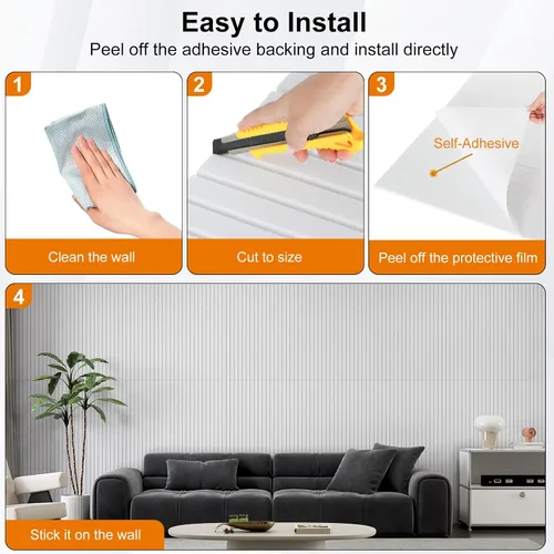 Vista 6 de 4 piezas de paneles acústicos, paneles decorativos insonorizados de 47''x23.6'', paneles grandes autoadhesivos que absorben el sonido para oficina