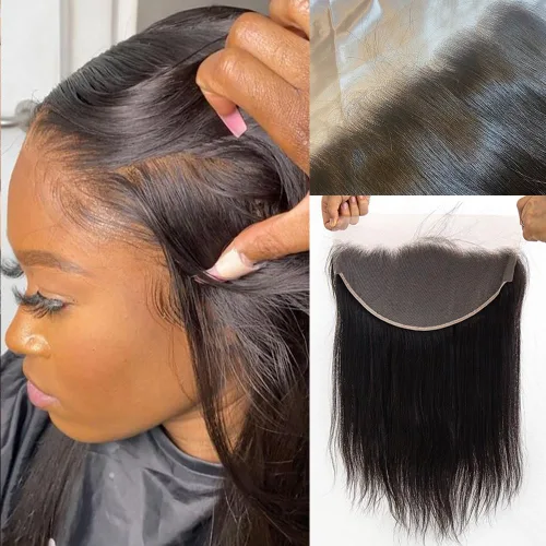 Vista 44 de 13x4 Frontal de encaje ondulado del cuerpo, frontal de encaje suizo transparente HD invisible prearrancado con cabello de nacimiento de grado 12A