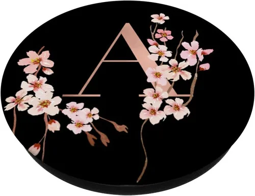 Vista 2 de Cherry Blossom - Soporte para teléfonos y tabletas, diseño de flor japonesa, Negro