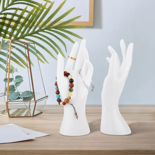 Vista 5 de Soporte de exhibición de joyería de mano de maniquí femenino, exhibición de soporte de anillos, modelo de mano decorativo para pulsera, reloj