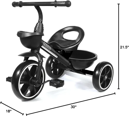 Vista 8 de KRIDDO - Triciclo para niños de 2 a 5 años - Regalo para niños pequeños - Negro