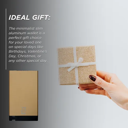 Vista 7 de Cartera minimalista con control deslizante para tarjetas, Oro, Minimalista