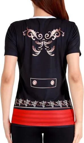 Vista 2 de Funny World Camisetas de mariachi para mujer, disfraz de fiesta mexicana de manga corta
